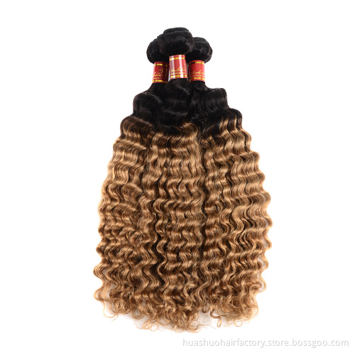 Ombre Color New Products Deep Wave Curly Cuticle Aligned Wholesale Remy Human 9A Brazilian Hair